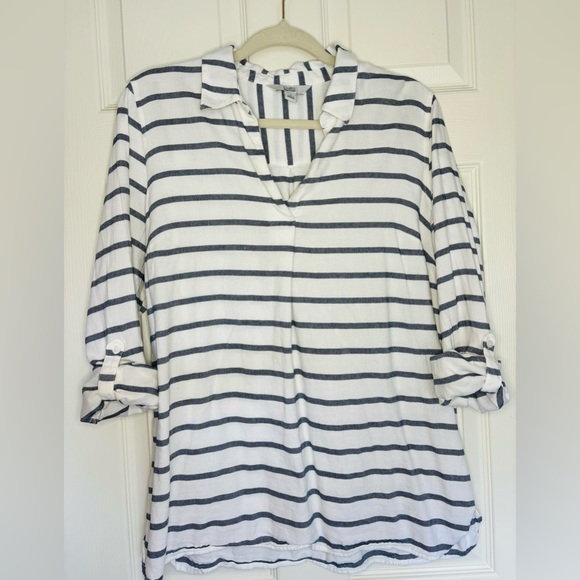 Blue stripe cotton blend tunic - Picture 1 of 3